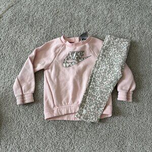 Nike Toddler Girls 2 Piece Set Cheetah Leggings Pink Sweatshirt‎ 24m